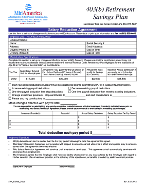 403(b) Salary Reduction Agreement