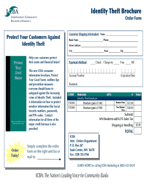 Identity Theft Protection Brochure Order Form
