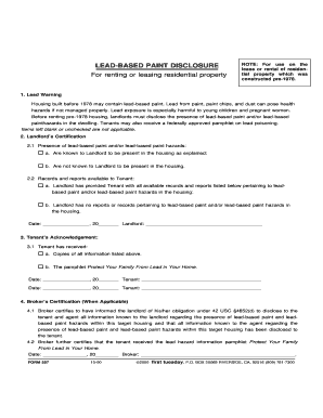 Lead-Based Paint Disclosure Form