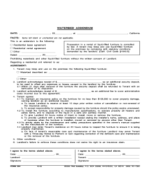 California Waterbed Addendum