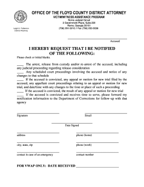 Victim/Witness Notification Request Form