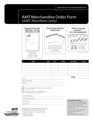 AMT Merchandise Order Form