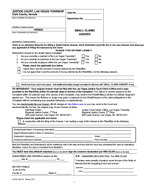 Small Claims Answer Form