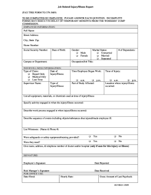Job Related Injury Illness Report