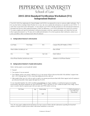 2015-2016 FAFSA Verification Worksheet
