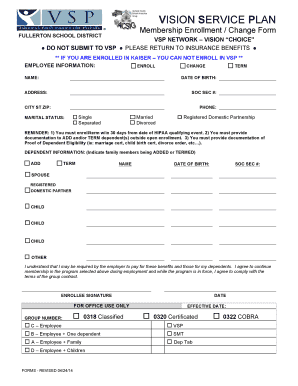 VSP Vision Choice Membership Enrollment Form