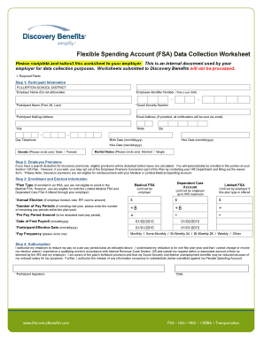Flexible Spending Account Data Collection Worksheet