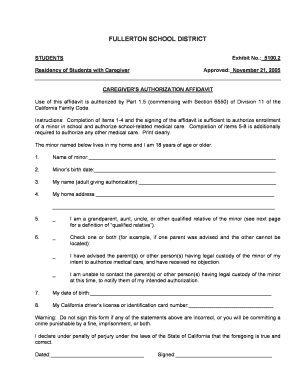 California Caregiver Authorization Affidavit