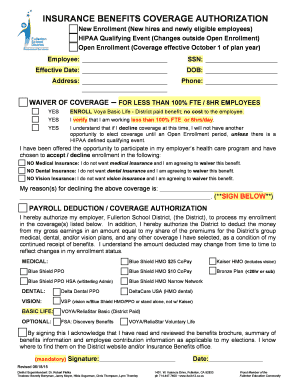 Insurance Benefits Coverage Authorization