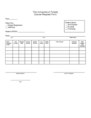 University of Toledo Course Request Form