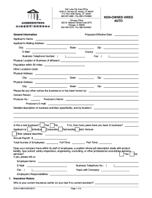 UDA-A-038 Insurance Application Form