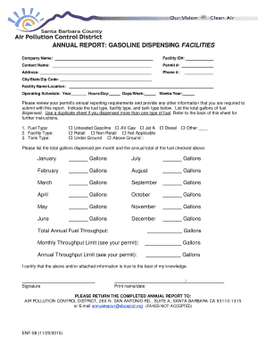 Annual Report for Gasoline Dispensing Facilities