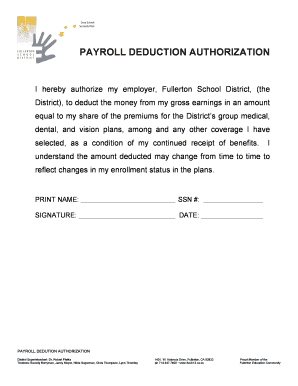 Payroll Deduction Authorization