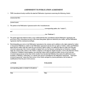 Amendment to Publication Agreement