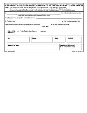 President & Vice President Candidate Petition