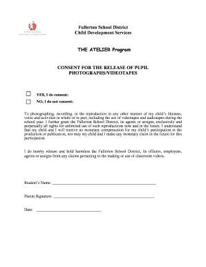 Fullerton School District Photo Release Consent