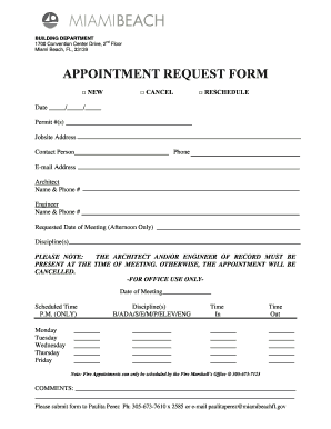 Miami Beach Building Department Appointment Request Form