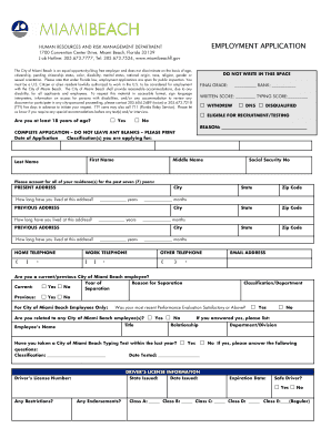 City of Miami Beach Employment Application