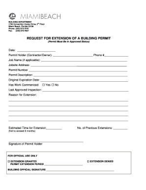 Request for Extension of a Building Permit