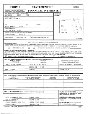 Florida Financial Disclosure Form 1