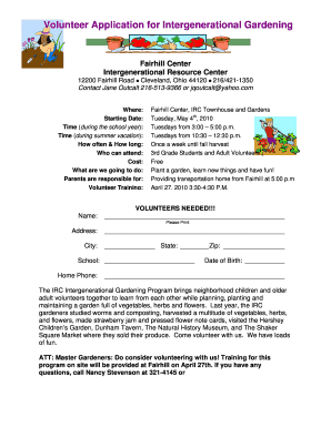Volunteer Application for Intergenerational Gardening - cuyahogamg