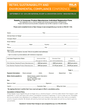 Retailer Consumer Product Manufacturer Registration Form