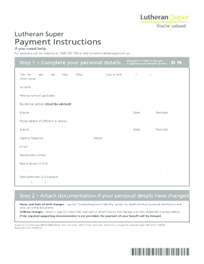 Lutheran Super Payment Instructions Form