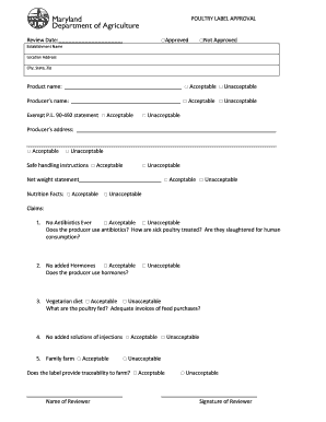 Poultry Label Approval Form