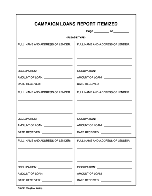 Campaign Loans Report Itemized