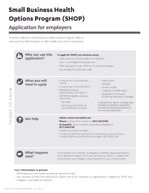 Covered California SHOP Employer Application