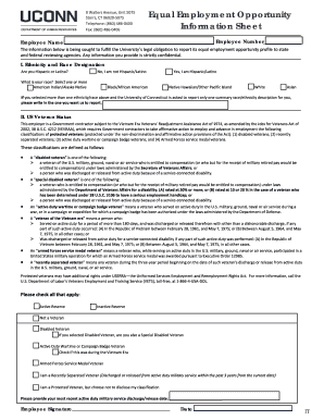 University of Connecticut Equal Employment Opportunity Information Sheet