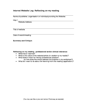 Website Reading Reflection Form