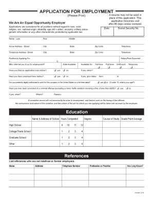 Employment Application Form