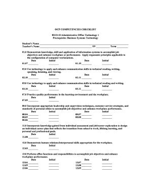 OCP Competencies Checklist