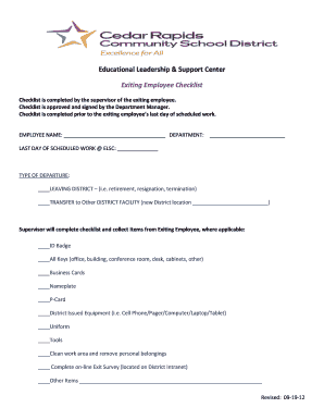 Exiting Employee Checklist