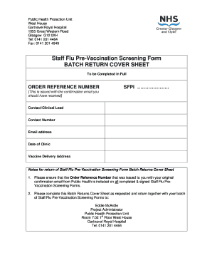 Staff Flu Pre-Vaccination Screening Form