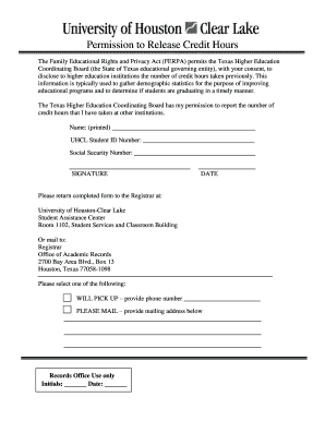 Permission to Release Credit Hours