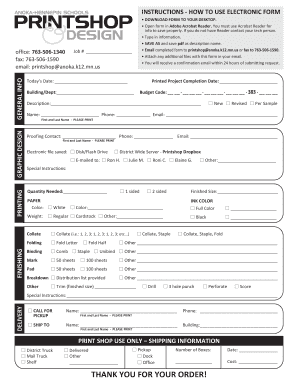 Print Shop Order Form