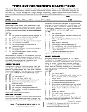 Women's Health Risk Assessment Quiz