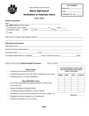 Anoka-Hennepin Student Volunteer Hours Form