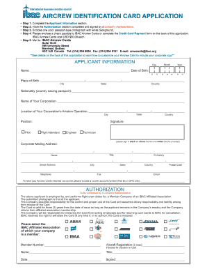 IBAC Aircrew Identification Card Application