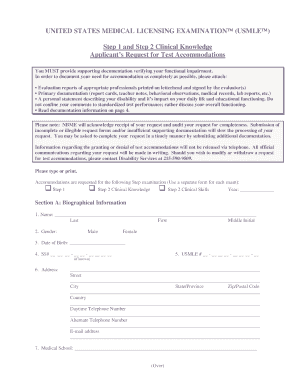 USMLE Test Accommodation Request Form