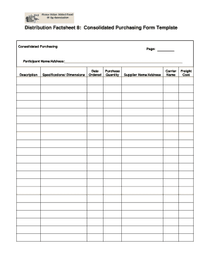 Consolidated Purchasing Form Template