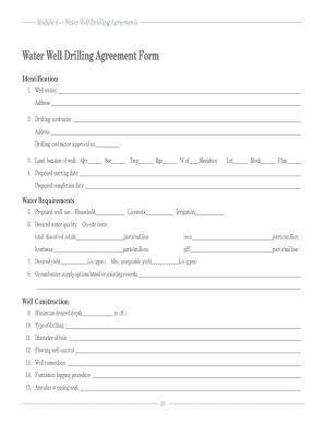 Water Well Drilling Agreement Form