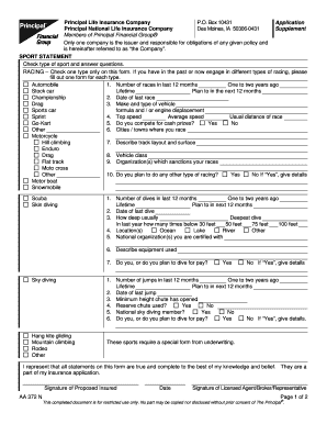 Principal Life Insurance Sport Statement Application