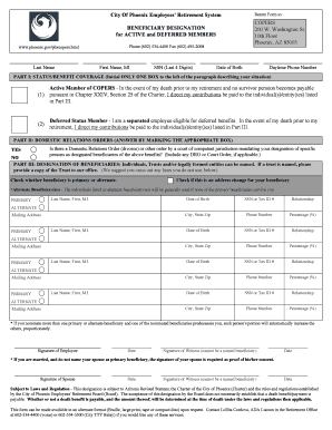 City of Phoenix Beneficiary Designation Form
