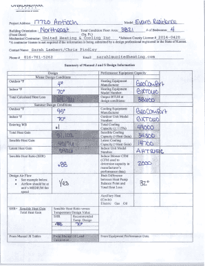 Residential HVAC System Design Review Form