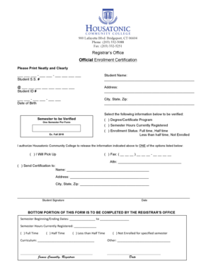Housatonic Community College Enrollment Certification