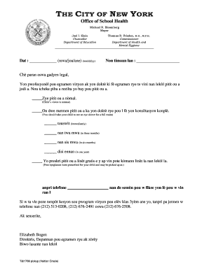 New York School Vision Screening Form