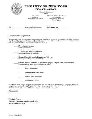 New York School Vision Screening Form